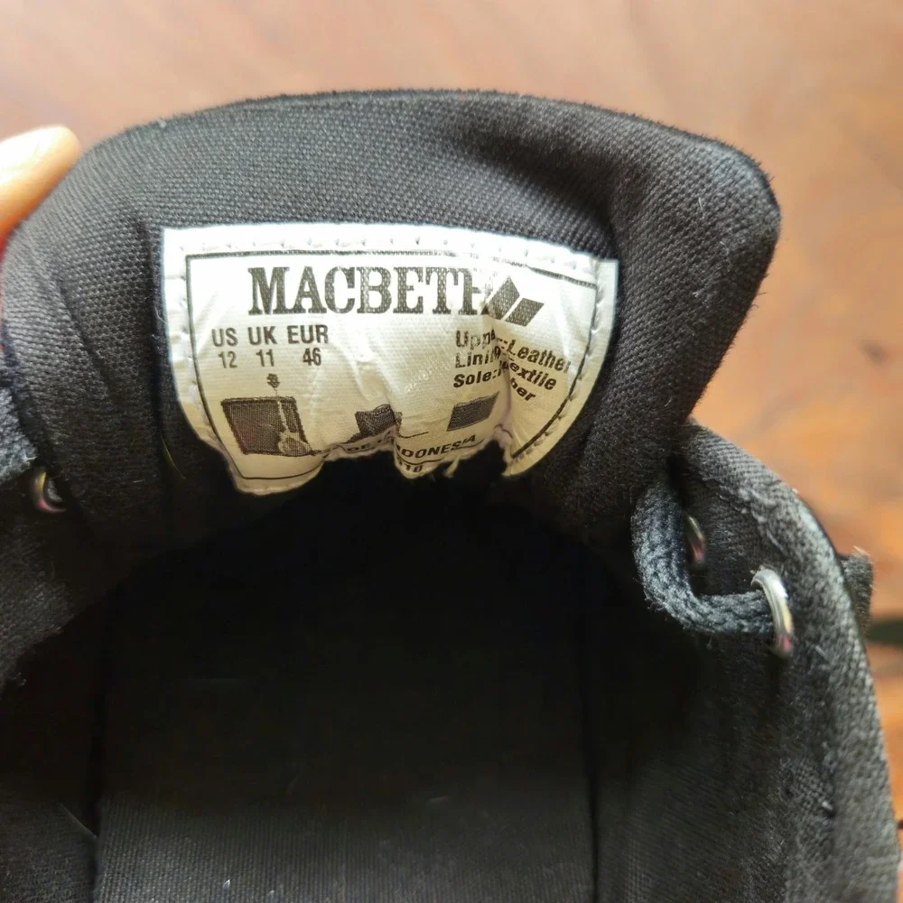 Macbeth Men's Eliot Black and Red Leather and Canvas Sneakers US 12 UK 11‎ EU 46