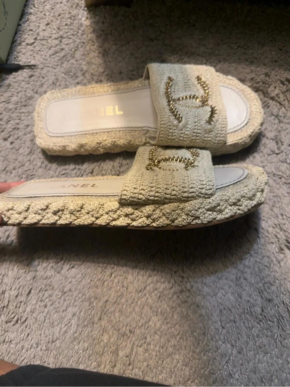 CHANEL braided slides