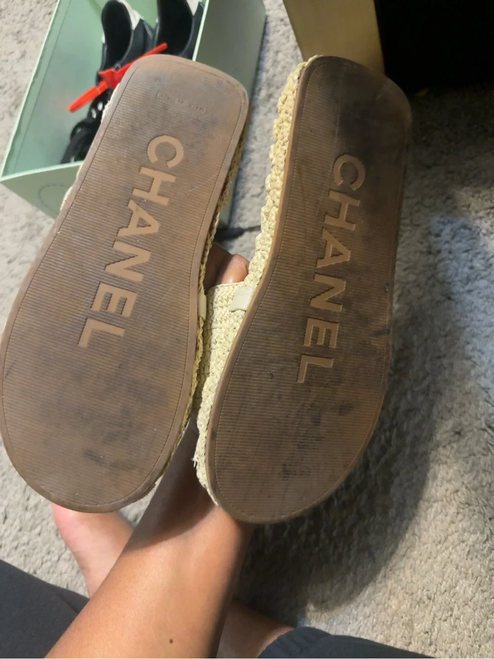 CHANEL braided slides