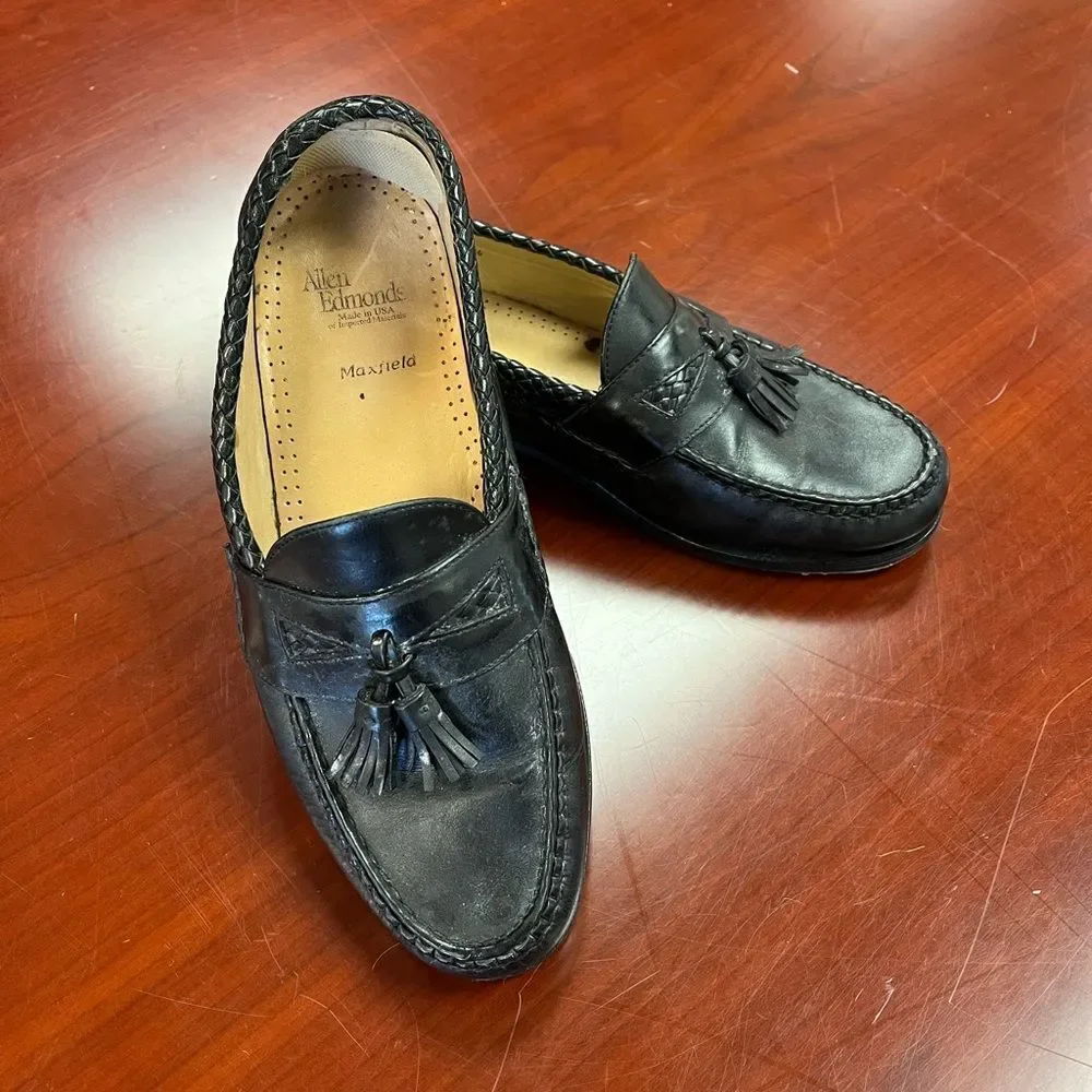 Allen Edmonds Maxfield Black Leather Tassel Loafers sz 10-1/2 W