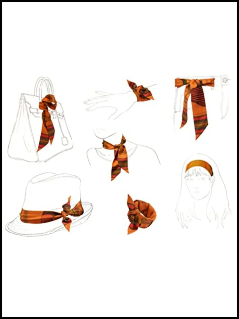 100% Mulberry Silk Scarf Hair Tie Handbag Wrap Neckerchief