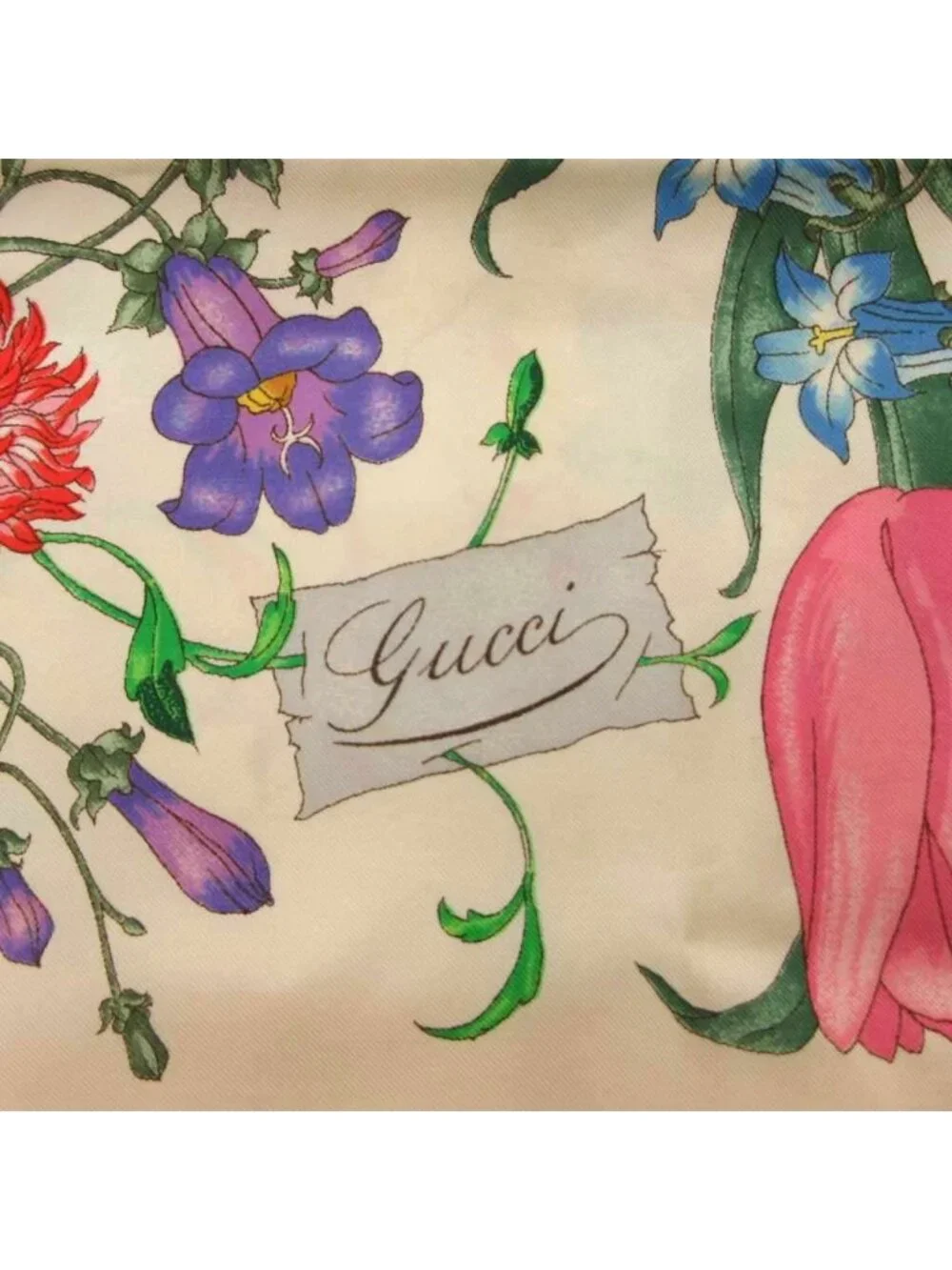 Gucci Scarf Botanical Pattern Silk Yellow