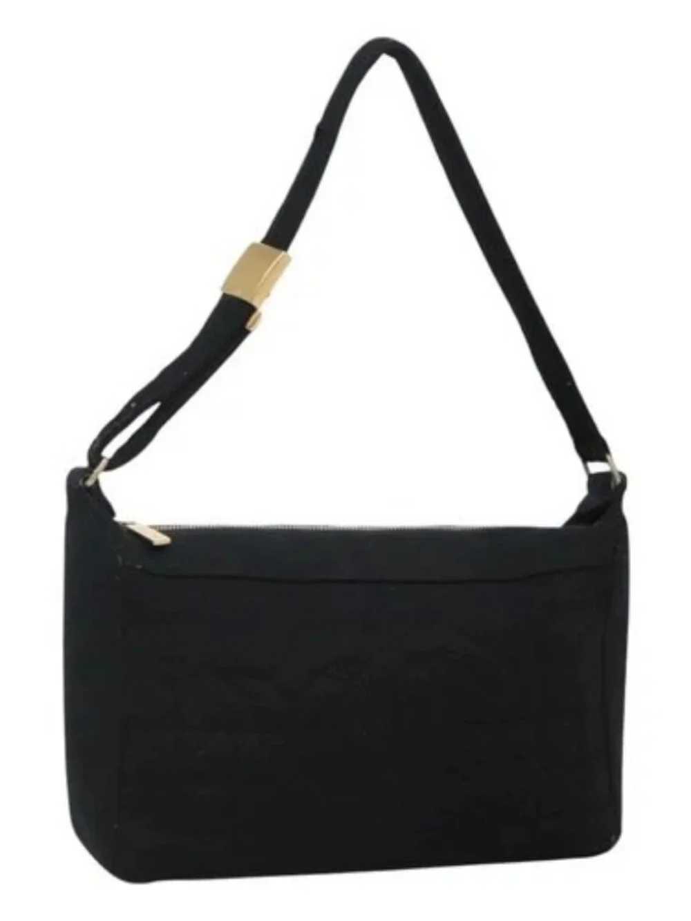 CHANEL Choco Bar line Shoulder Bag Canvas Black CC Auth BA034