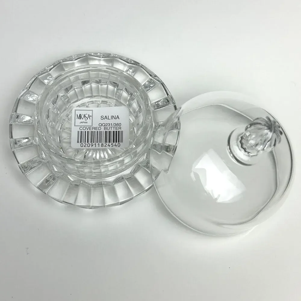 Mikasa Salina crystal mini round dome lidded dish 3” personal butter pat cloche
