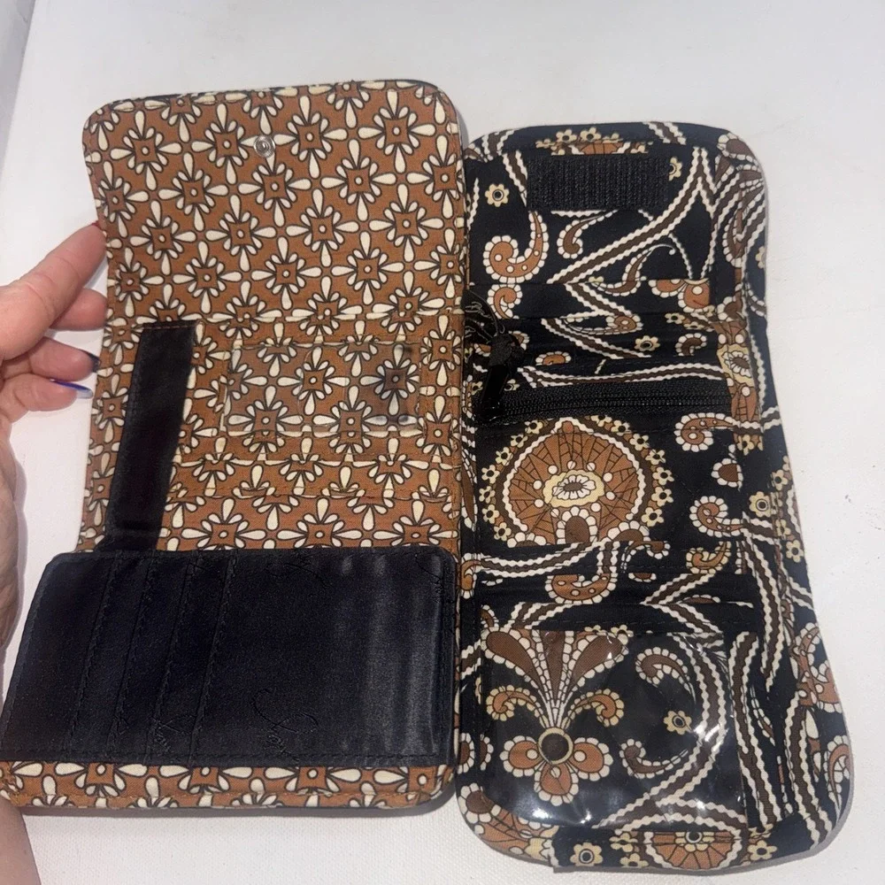 Vera Bradley Caffe Latte Tri Fold Retired Pocket Wallet Lot Of 2 Small & Medium