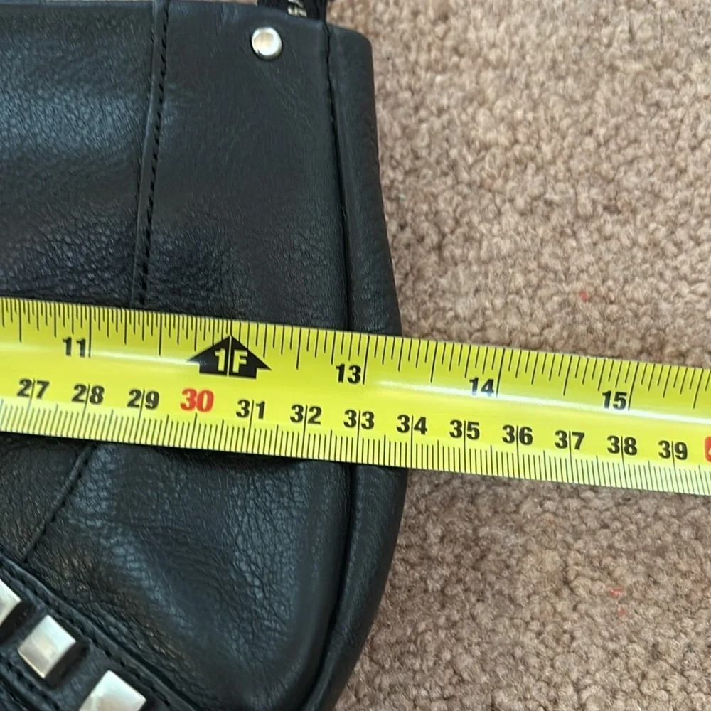 Sondra Roberts Black Genuine Leather Large Clutch with Wristlet Strap