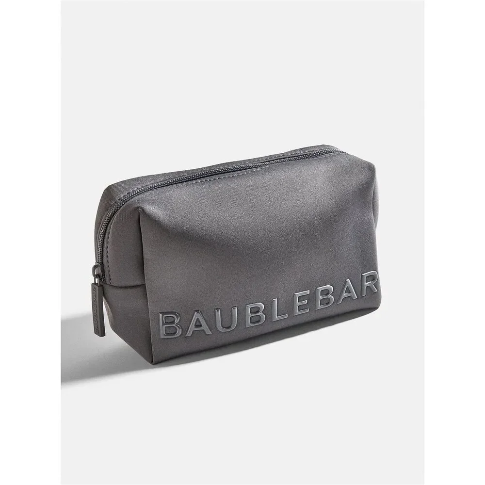 BaubleBar Heather Gray Neoprene Take It Away Storage Pouch Travel Cosmetic Bag