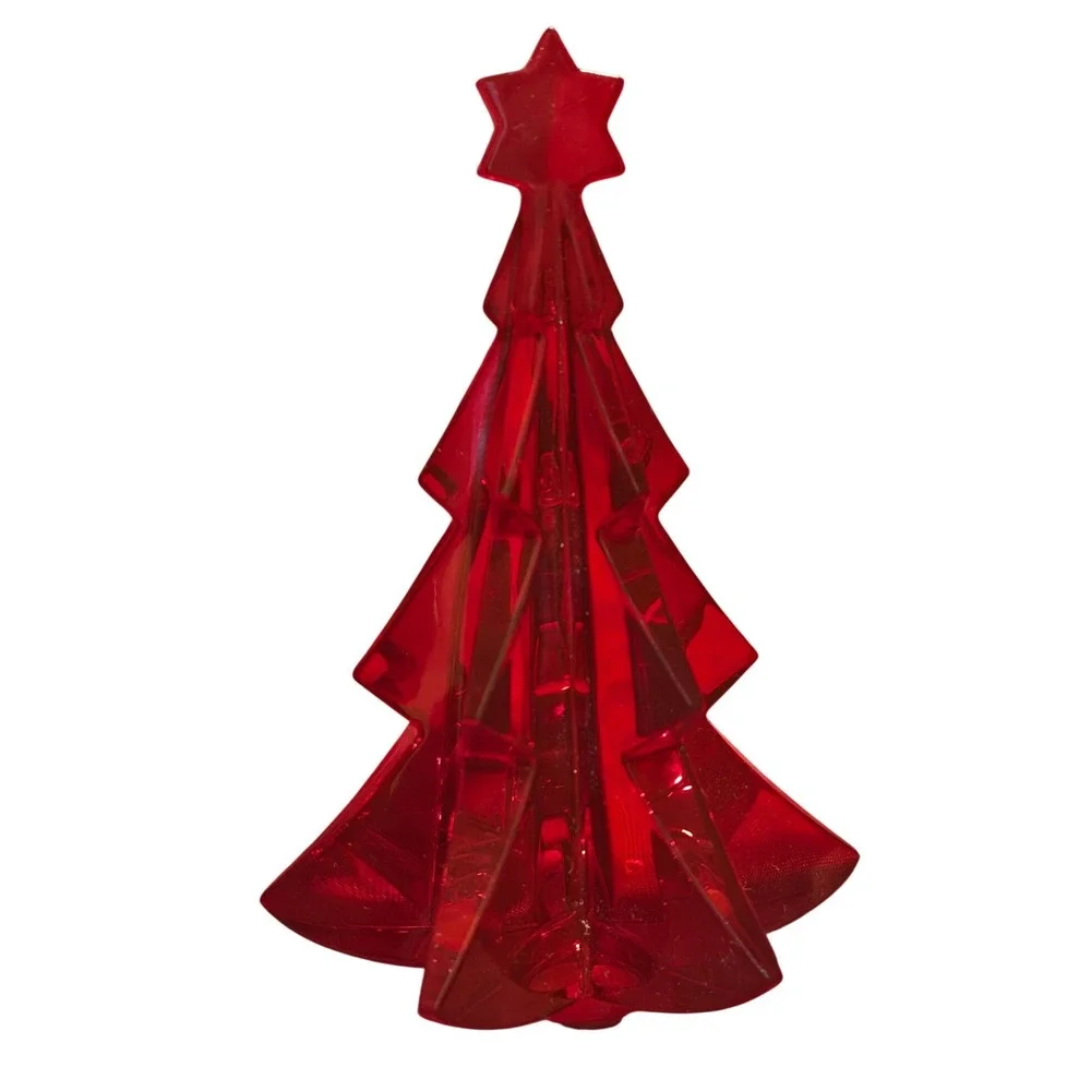 Baccarat Ruby Red Crystal Christmas Tree Star Topper Figurine Made in France