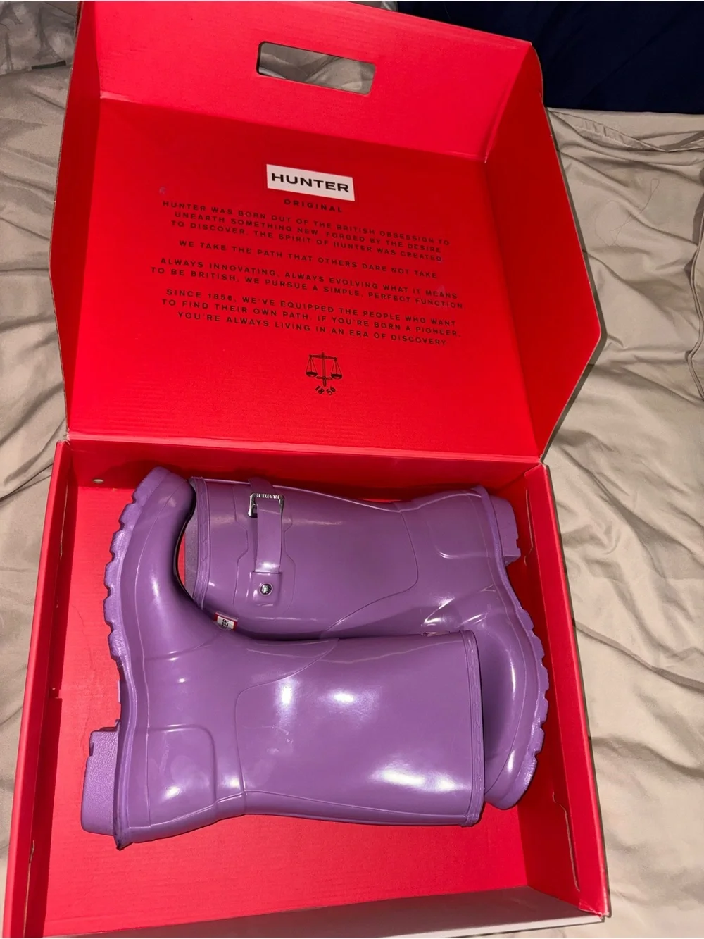 Authentic Hunter Original Short Gloss Rain Boots Thistle Purple Women’s US 9 NIB