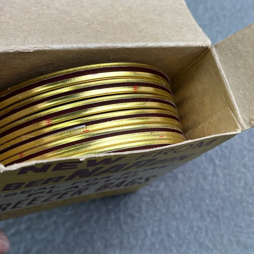 Bernardin Wide Mouth Snap Lids Vintage Gold Tin Canning Jar Lids 12 Count Box