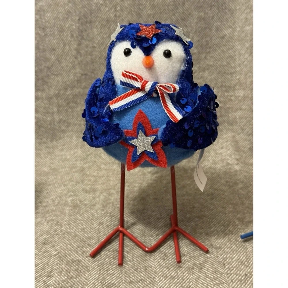 SmartLiving Patriotic Bird Decor Figurines Set of 3 Americana Stars Stripes