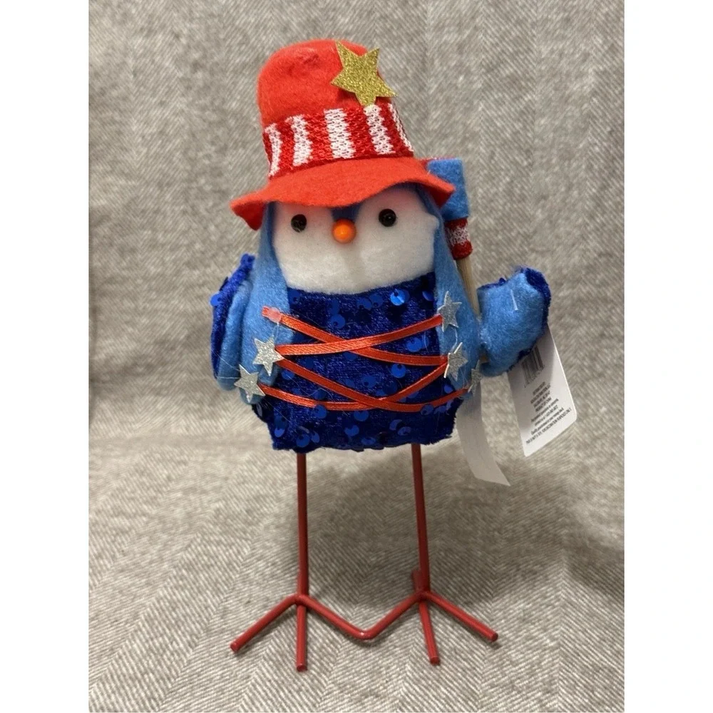 SmartLiving Patriotic Bird Decor Figurines Set of 3 Americana Stars Stripes