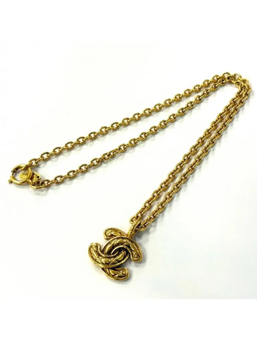 Chanel Cc Logo Pendant Necklace Metal #234136C10B
