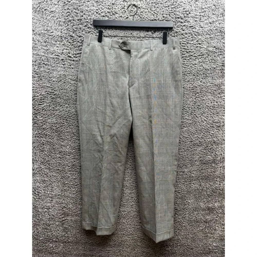Corneliani Check Virgin‎ Wool Twill Mantua Dress Trousers Gray Mens Size 50