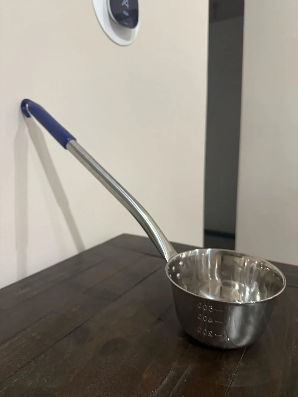 Stainless Steel Measuring Ladle 23 ounces with 15” Blue Handle