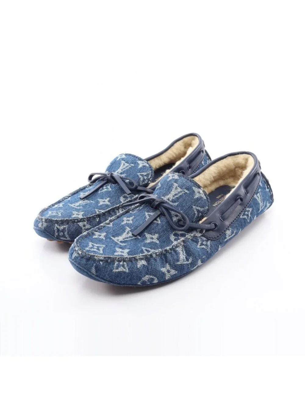Louis Vuitton Moccasins Arizona Line Monogram Denim Leather Shoes
