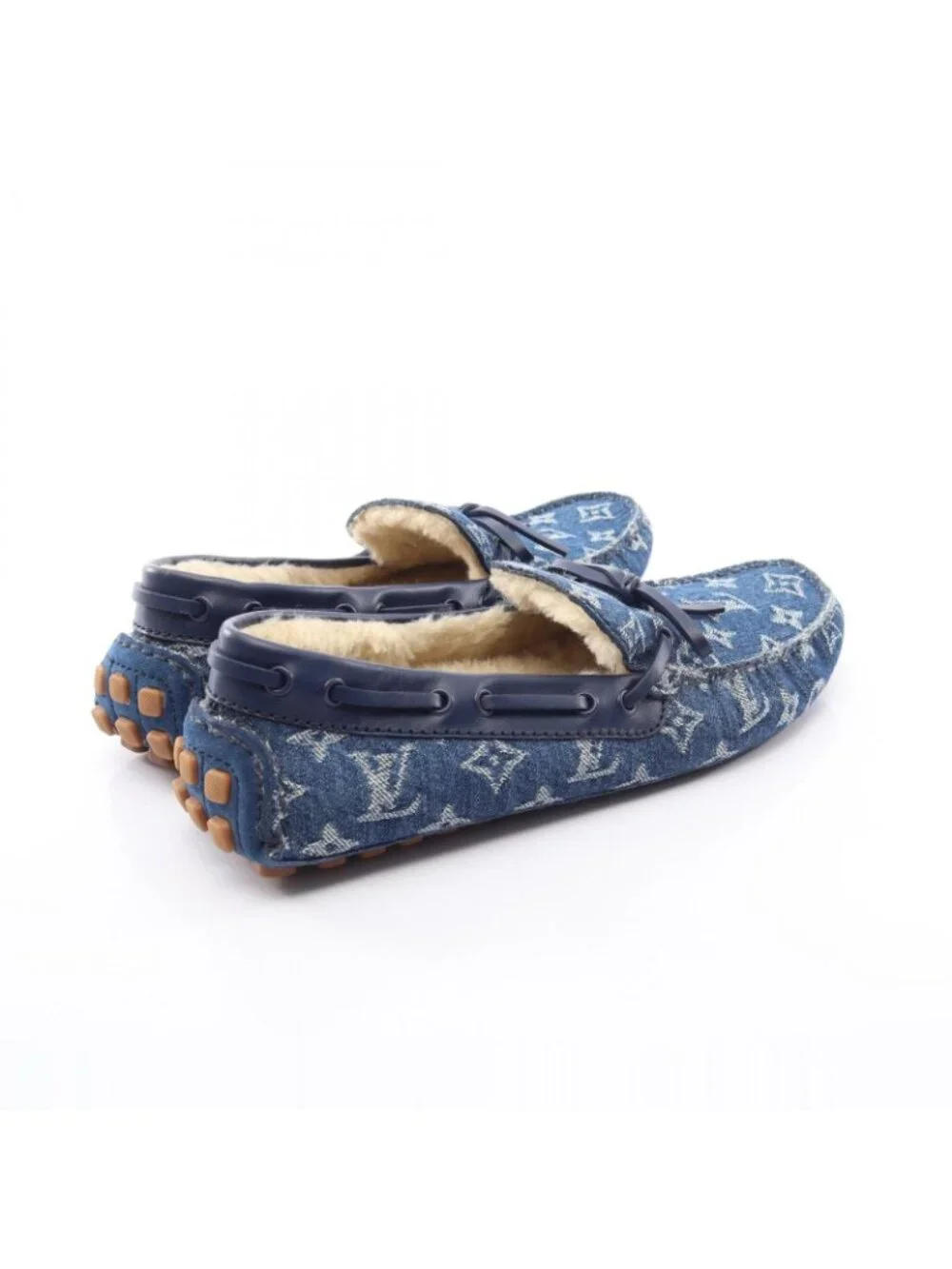 Louis Vuitton Moccasins Arizona Line Monogram Denim Leather Shoes