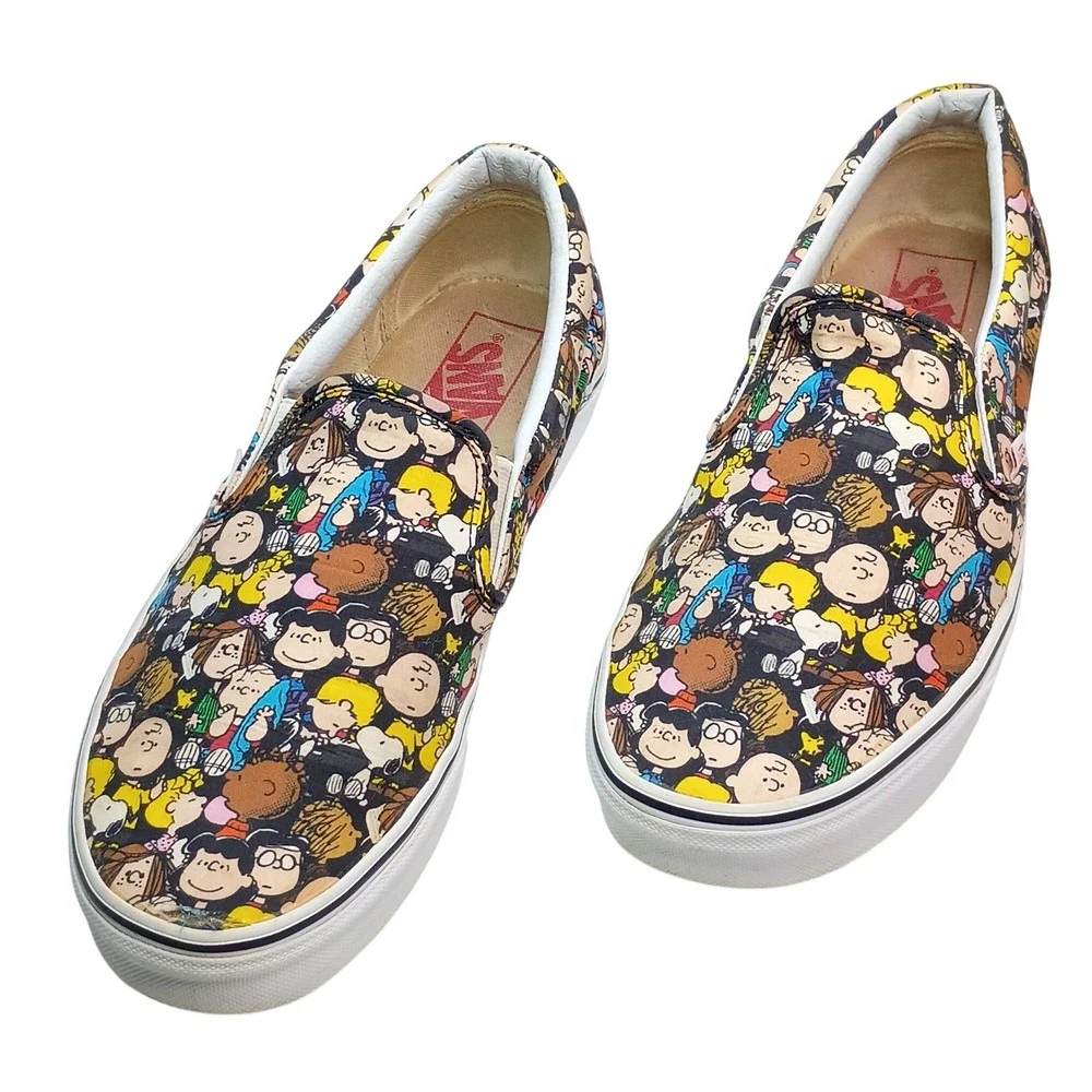 Vans x Peanuts Classic Slip On Charlie Brown Gang Mens 9.5 Womens 11 Shoes A4‎