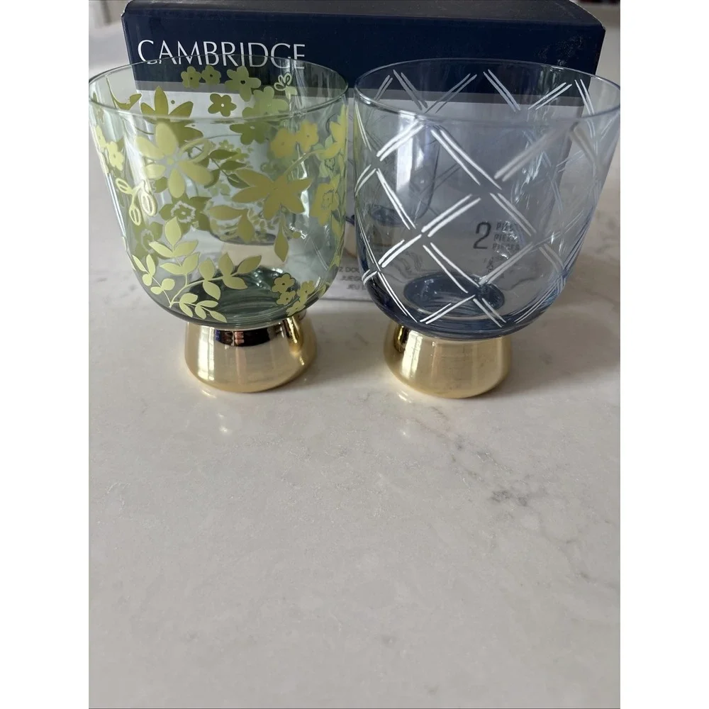 Cambridge Double Old Fashioned 9 Oz Two Piece Set Cocktail Glasses‎ Gold Bottoms