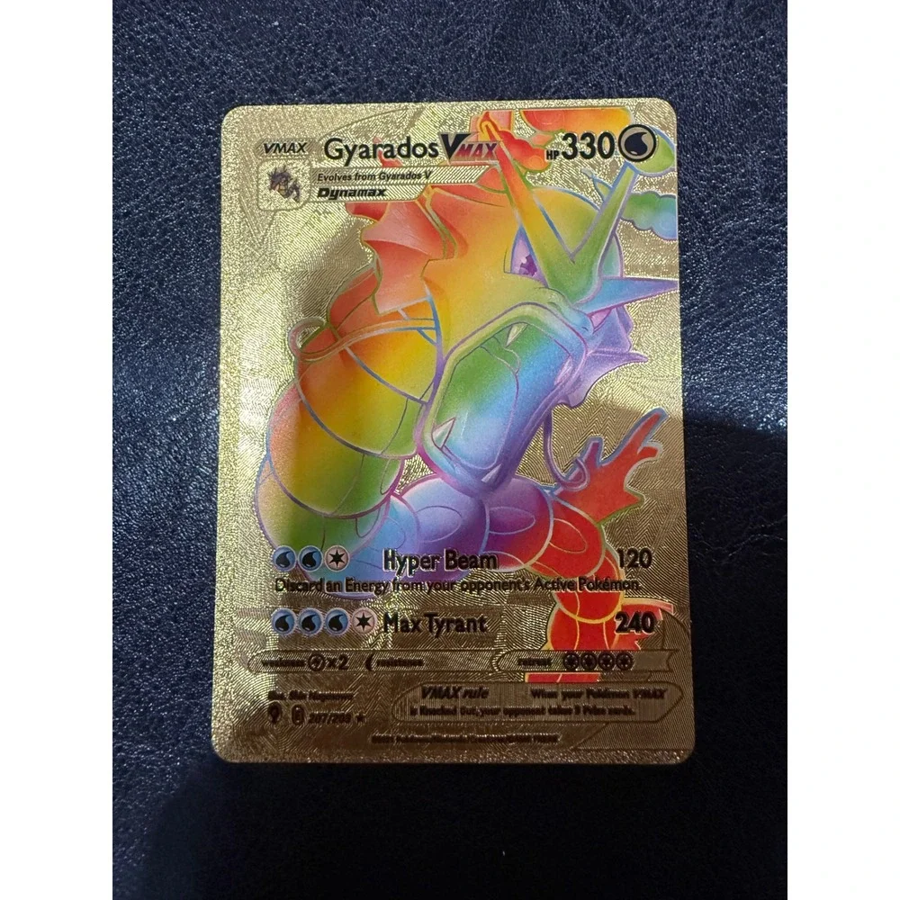 Gyarados VMAX Custom Gold Metal Pokemon Card Rainbow Rare Style Collectible‎