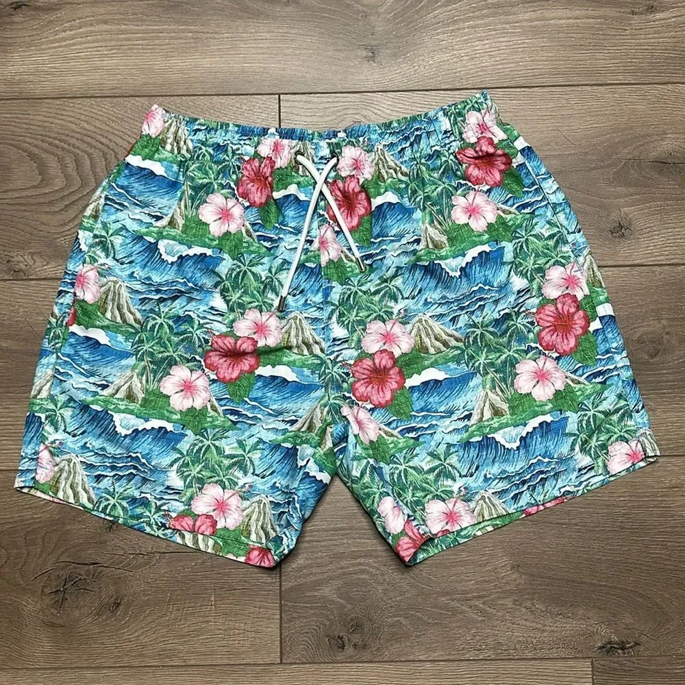 Franks 6” Volcano Oahu‎ Floral Print Lined Swim Shorts Size XL