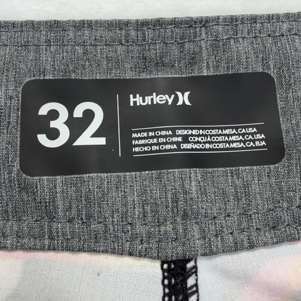 Hurley Phantom Board Shorts Mens 34 Black Pink Tropical Floral Hibiscus Stretch‎