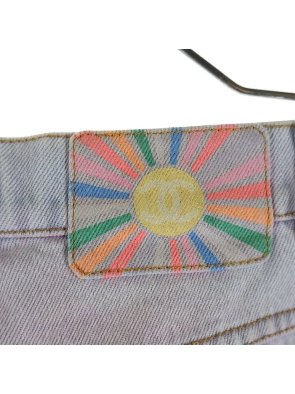 Chanel CC Logo Button Gradient Wide Denim Pants Indigo