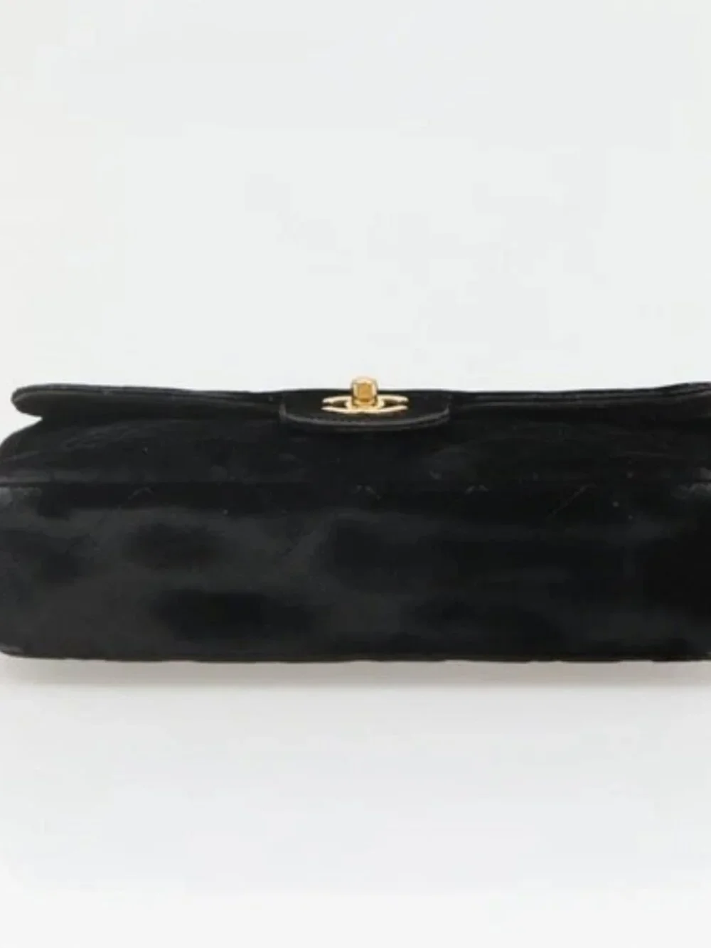 CHANEL Matelasse Hand Bag Velor Black Gold CC Auth MX239