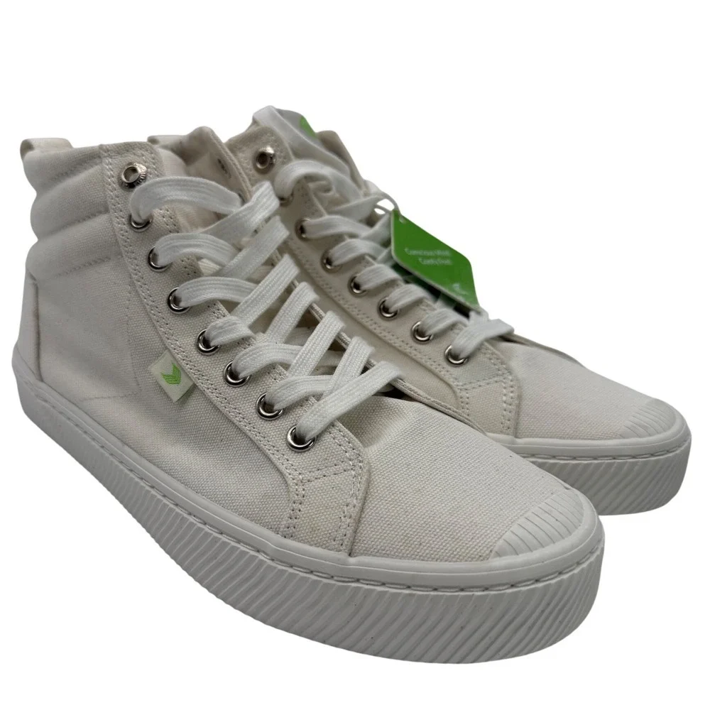 Cariuma OCA High Off-White Canvas Sneakers Mens 8.5 Womens‎ 10 XS 100303W01M