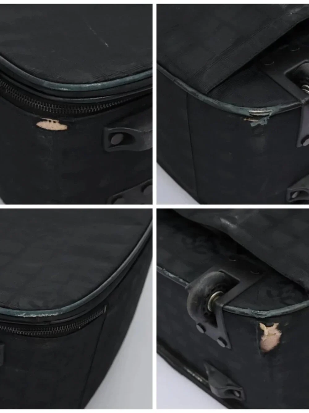 CHANEL Carry Case New Travel line suitcase Nylon Black CC Auth bs23739