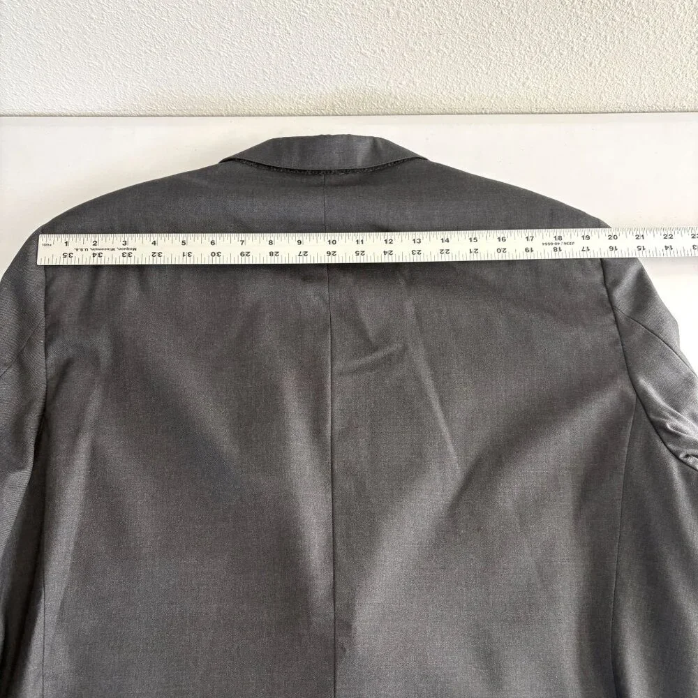 Hickey Freeman‎ Traveler Beacon Blazer Sport Coat Mens 46 Long Gray Worsted Wool