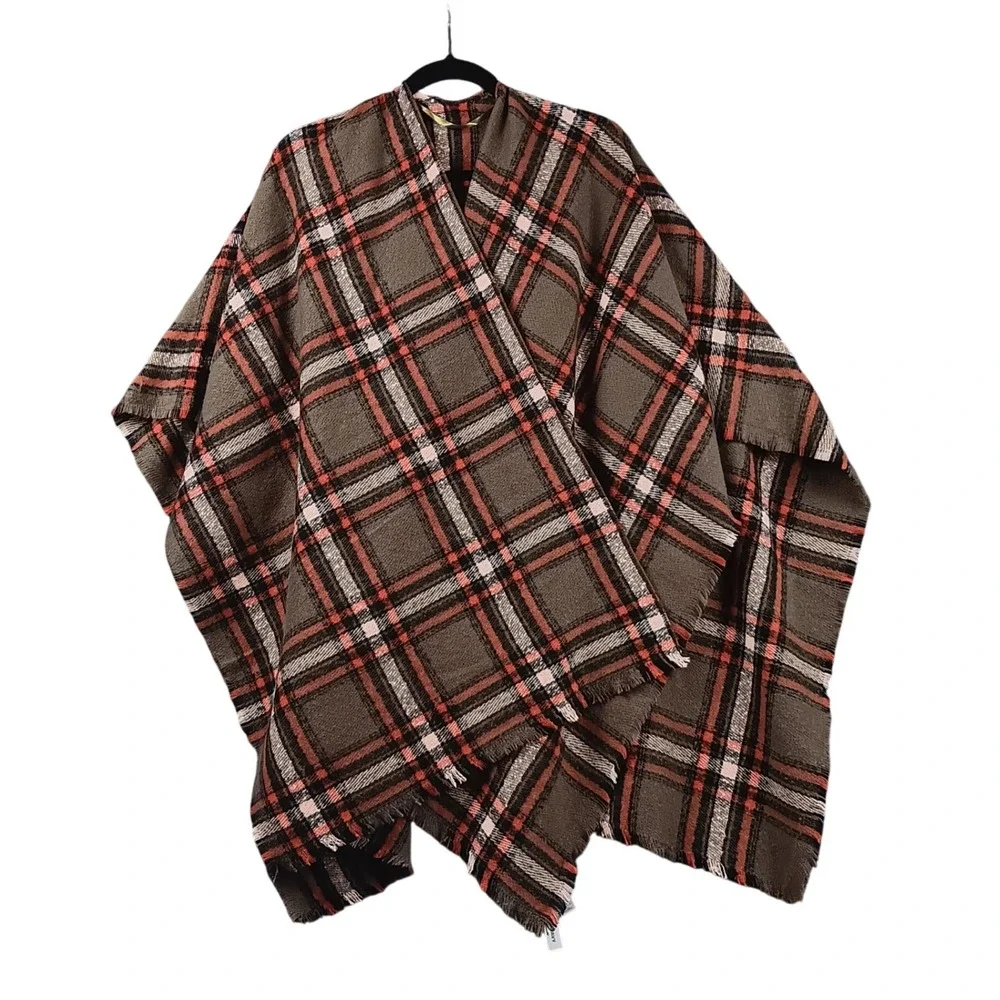 Old Navy Plaid Cape Poncho Scarf Wrap One Size‎ Recycled Materials