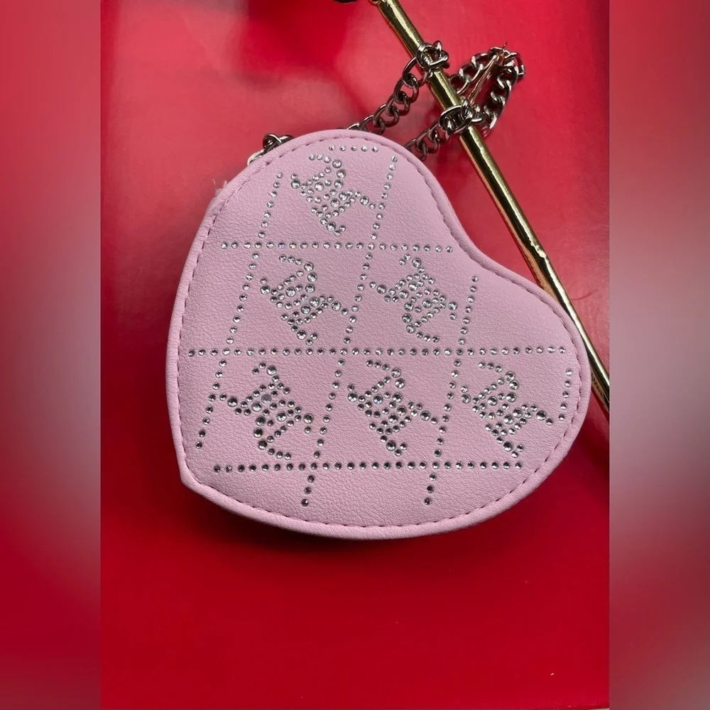 Juicy Couture Pink Heart Wristlet with Silver Chain, Juicy Couture Wallet.