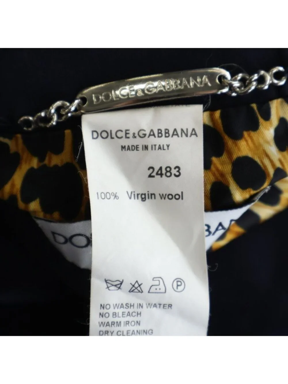 Dolce & Gabbana Set Suit Wool Leopard Tailored Jacket Trousers Pants 40 Navy