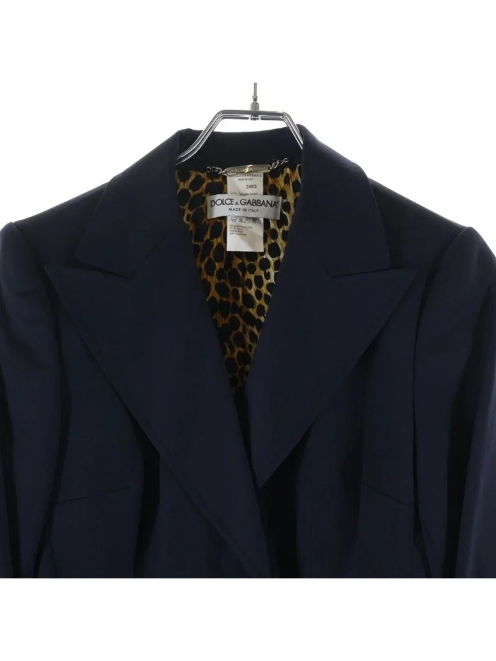Dolce & Gabbana Set Suit Wool Leopard Tailored Jacket Trousers Pants 40 Navy