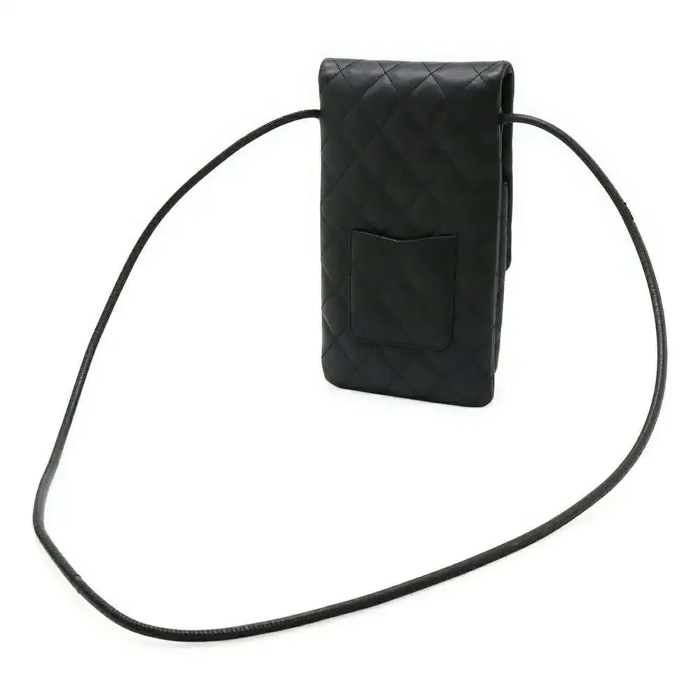 CHANEL black leather