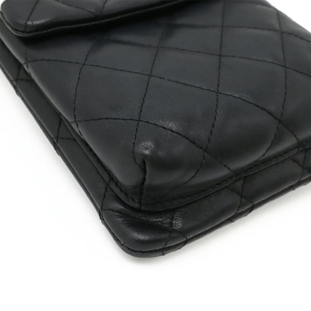 CHANEL black leather