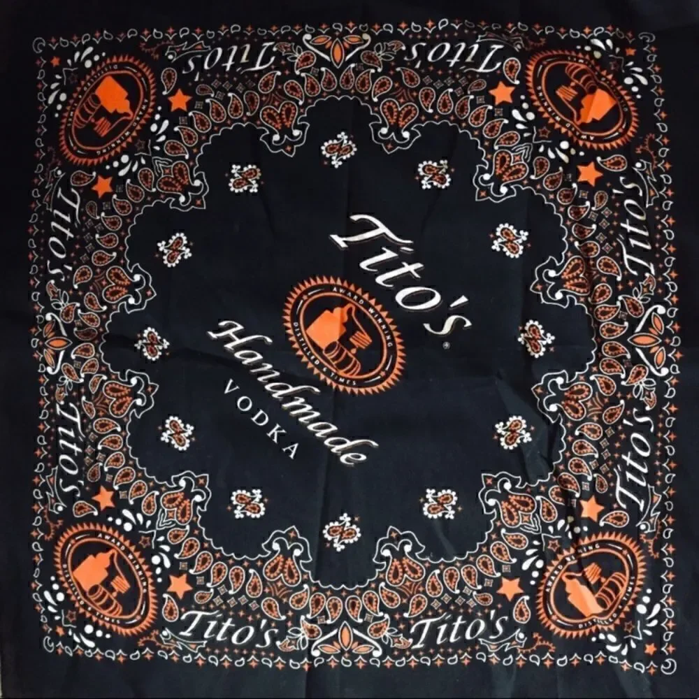 New Tito’s scarf black white orange festival wear
