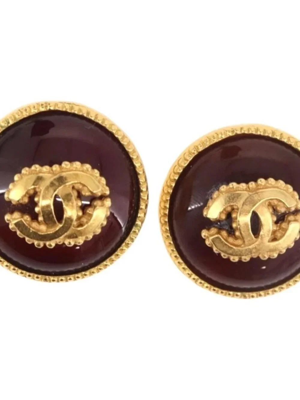 CHANEL Earring Metal Gold Tone CC Auth BA13637M
