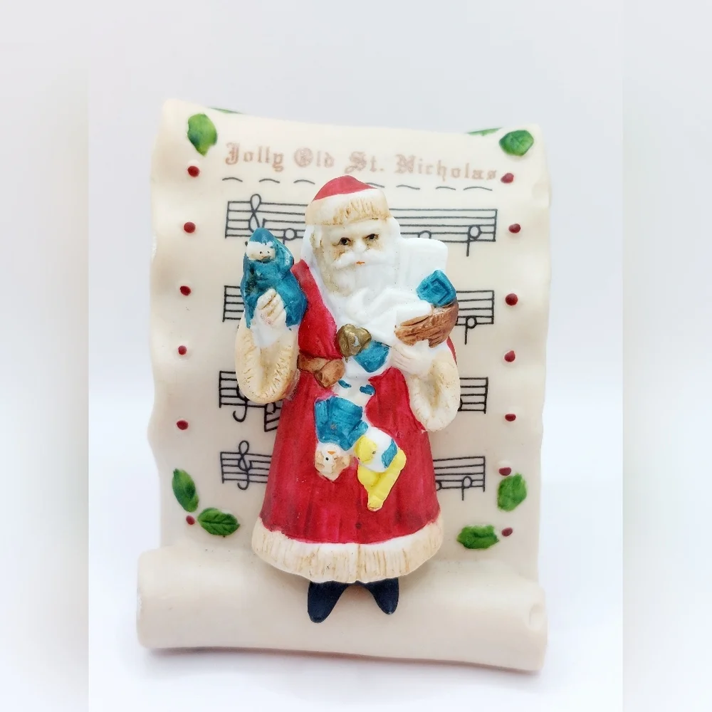 Vtg 1990 John Grossman Enesco The Gifted Line Santa figurine on Scroll Christmas