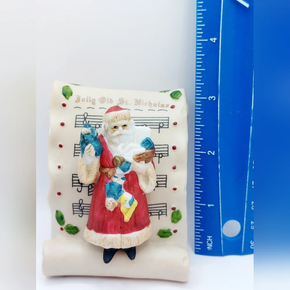 Vtg 1990 John Grossman Enesco The Gifted Line Santa figurine on Scroll Christmas