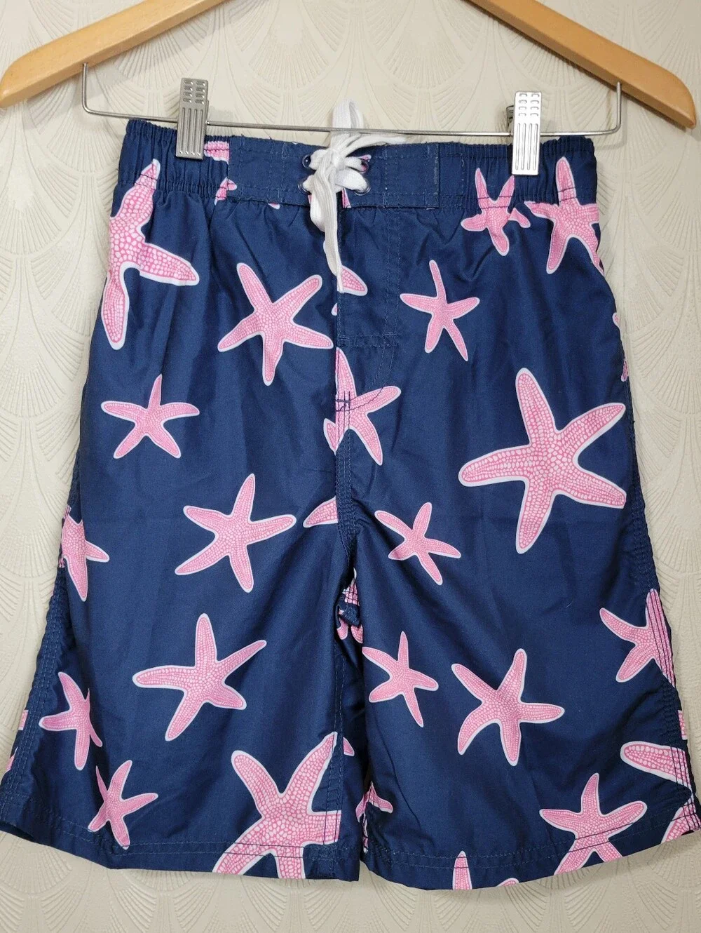 Kanu Surf Boys Quick Dry Upf 50+ Beach Swim Trunk Starfish Navy Pink size 10/12