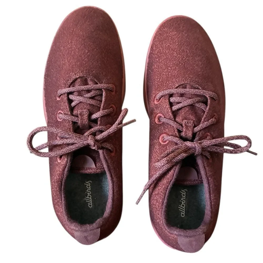 Allbirds Wool Runners Sneakers Men’s Size 12 Burgundy and Pink