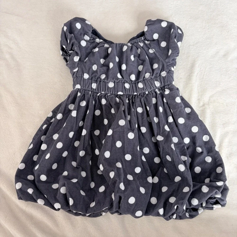 Old Navy‎ Toddler Girls Gray Polka Dot Corduroy Bubble Hem Dress 2T 262993-00