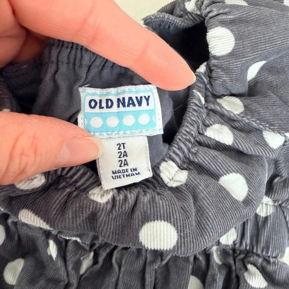 Old Navy‎ Toddler Girls Gray Polka Dot Corduroy Bubble Hem Dress 2T 262993-00