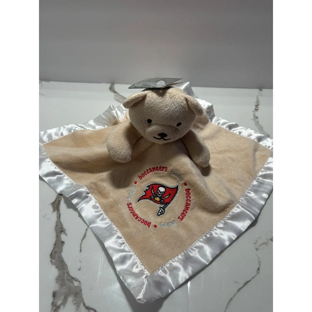 Baby Fanatic Tampa Bay Buccaneers NFL Security Bear Plush Blanket Tan White‎ NEW