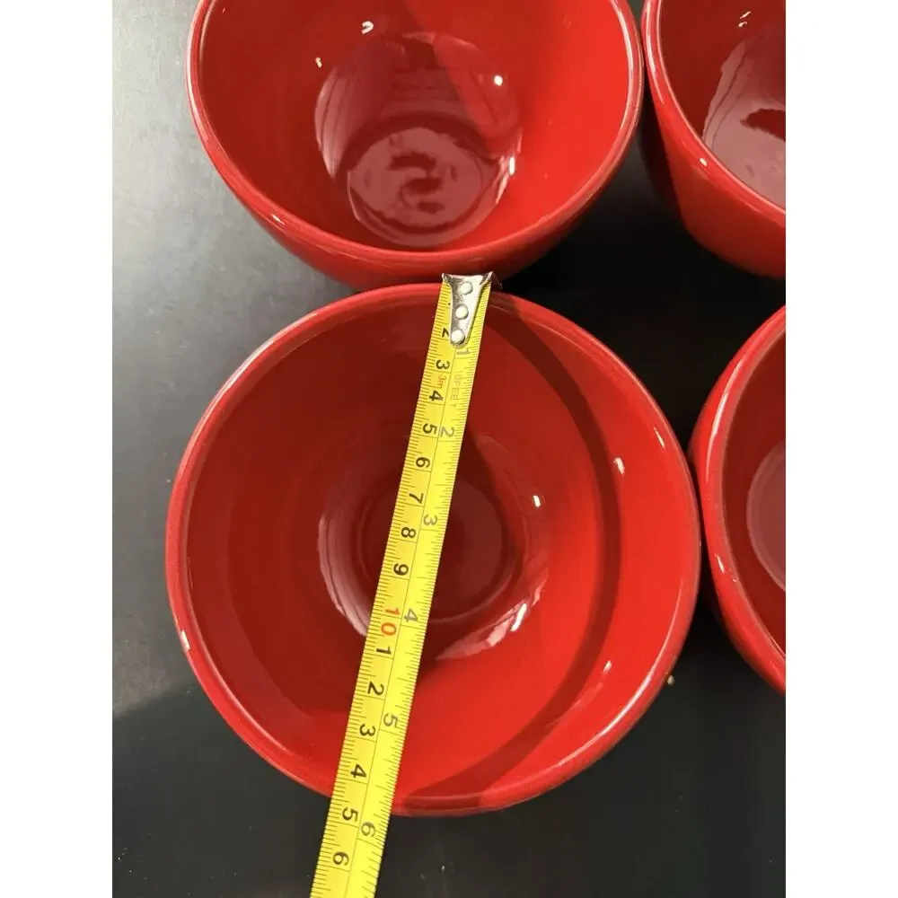 Set of 4 Artimino Fire Red Earthenware Soup Cereal Bowls 6” Dishwasher Safe