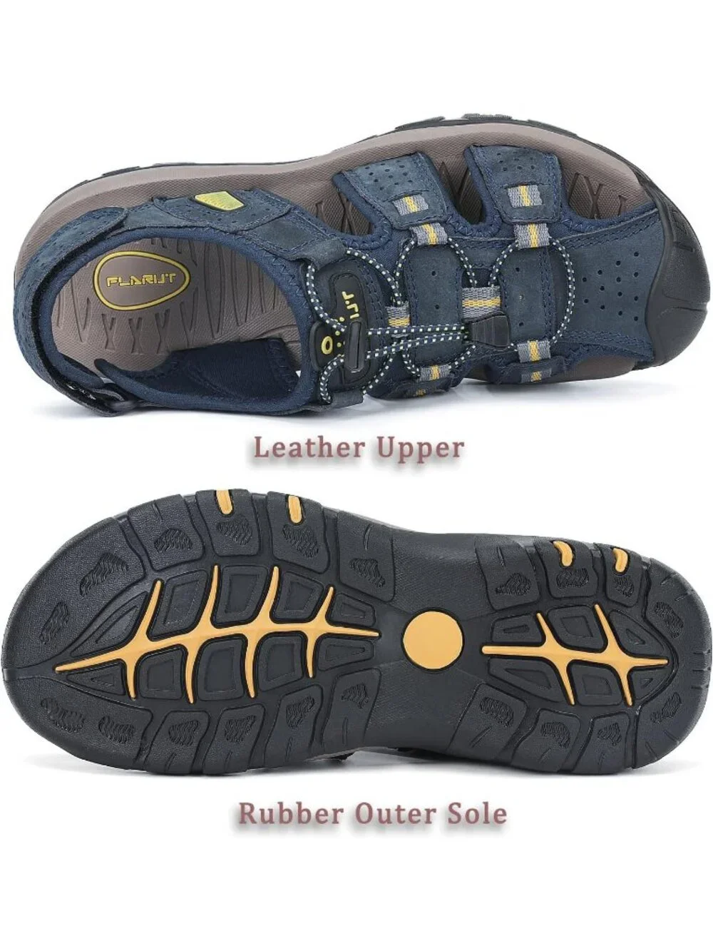 Men's Blue Closed Toe Leather Athletic Outdoor Hiking Sport Casual Sandal Shoes