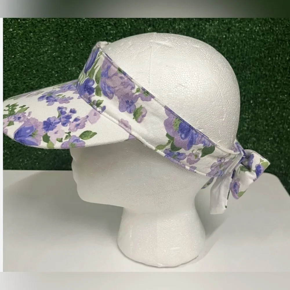 NWT Janie and Jack Girls Purple White Visor with Bow Accent - Size 6-8