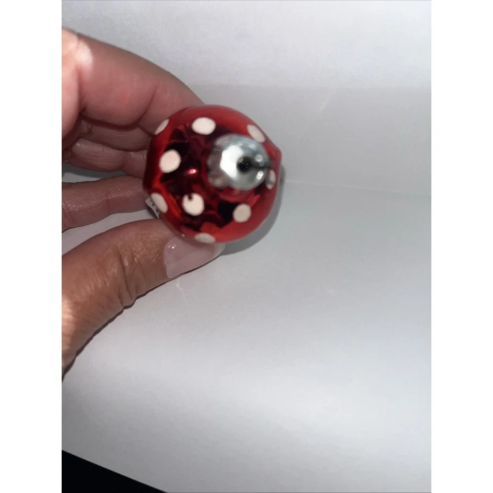 Vintage Red White Polka Dot Mushroom Mercury Blown Glass Christmas Ornament‎